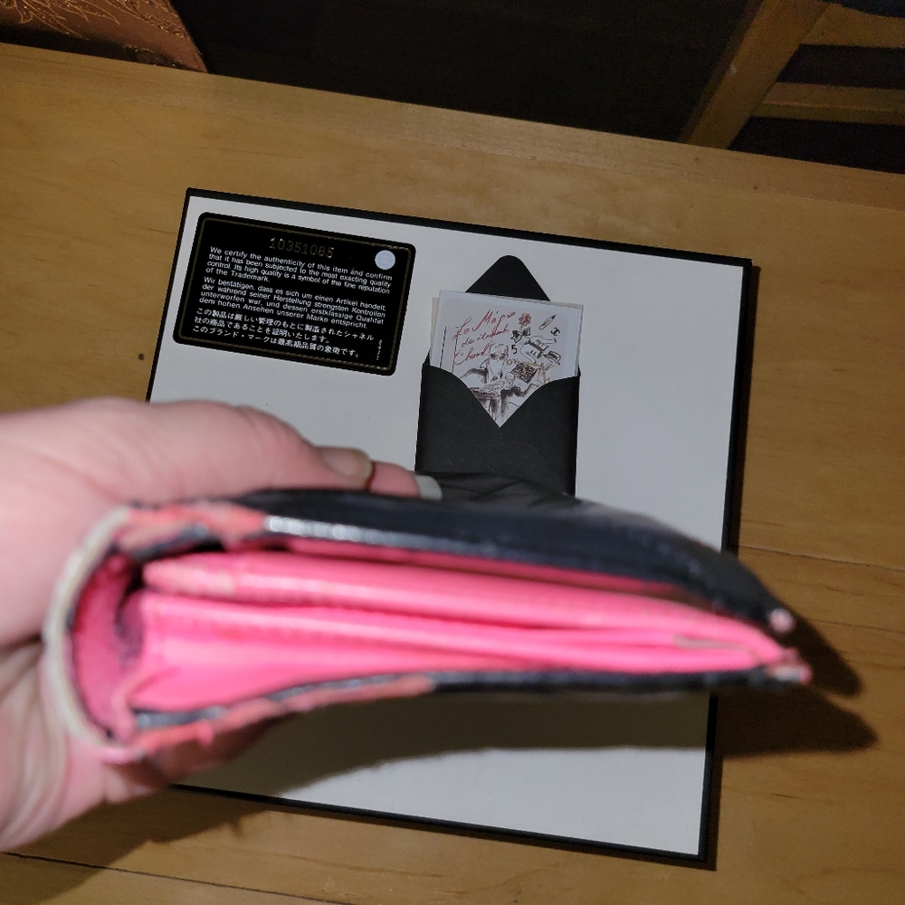 😍1daySALE! CHANEL Cambon Quilted Long Wallet black hot pink - Picture 7 of 11